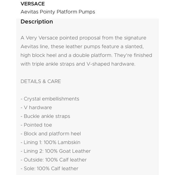 NIB Versace Aevitas IT 38.5 US 8.5 Pointed Platform Black Strappy Pumps $1,825 - Picture 16 of 16